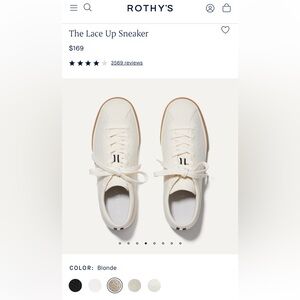 NWT Rothy’s The Lace Up Sneaker in Blonde, Sz‎ 7